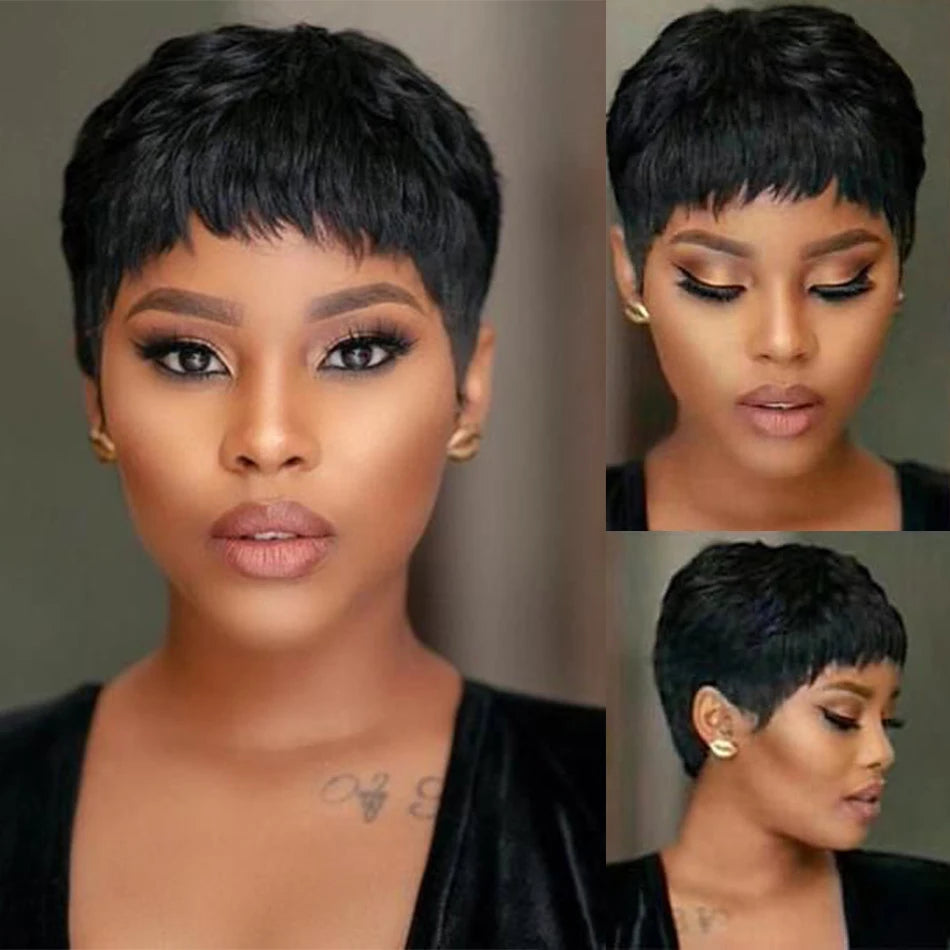 Perruque Bob Lace Front Coupe Pixie – Cheveux Humains Lisses Naturels