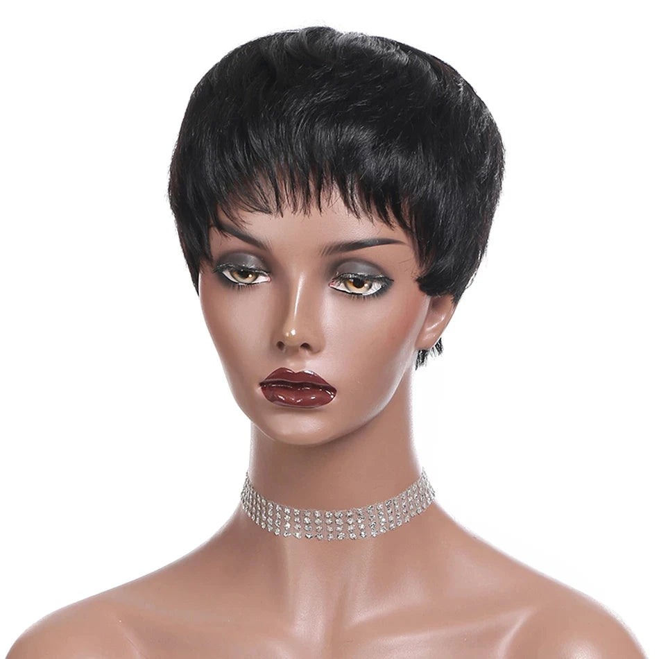 Perruque Bob Lace Front Coupe Pixie – Cheveux Humains Lisses Naturels