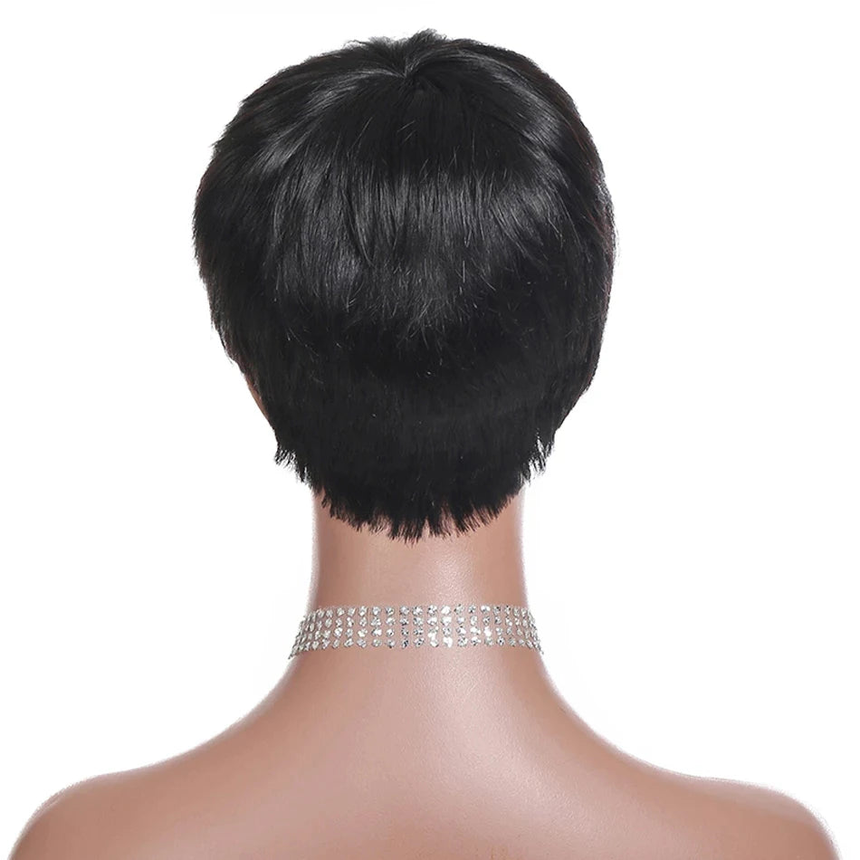 Perruque Bob Lace Front Coupe Pixie – Cheveux Humains Lisses Naturels