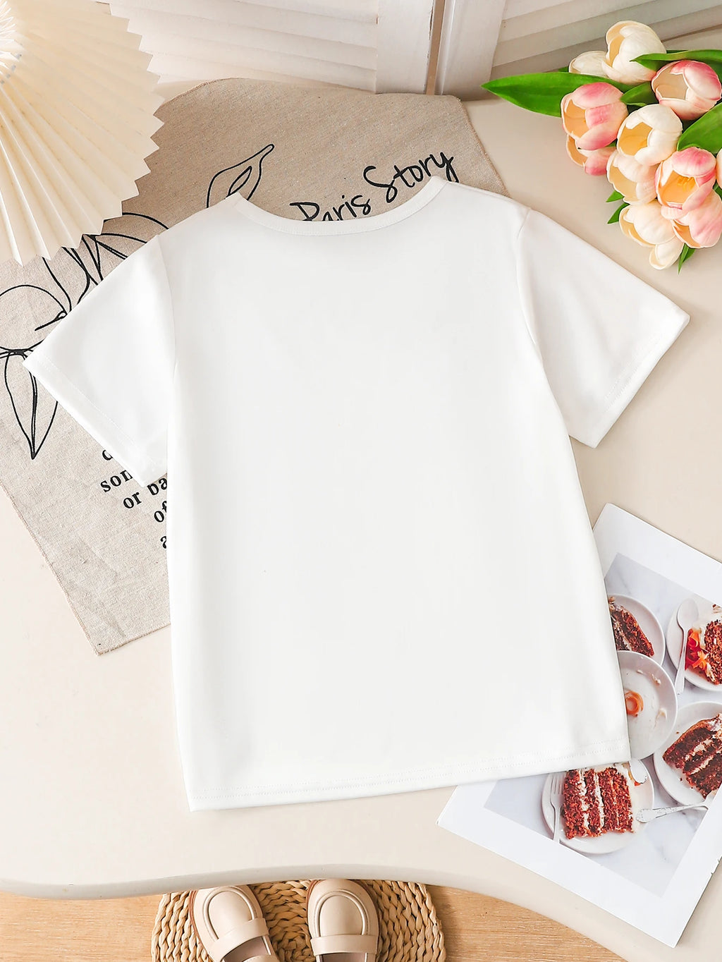 T-Shirt K-POP Idol Fille – Haut Manches Courtes Imprimé Dessin Animé | Été 4-12 Ans