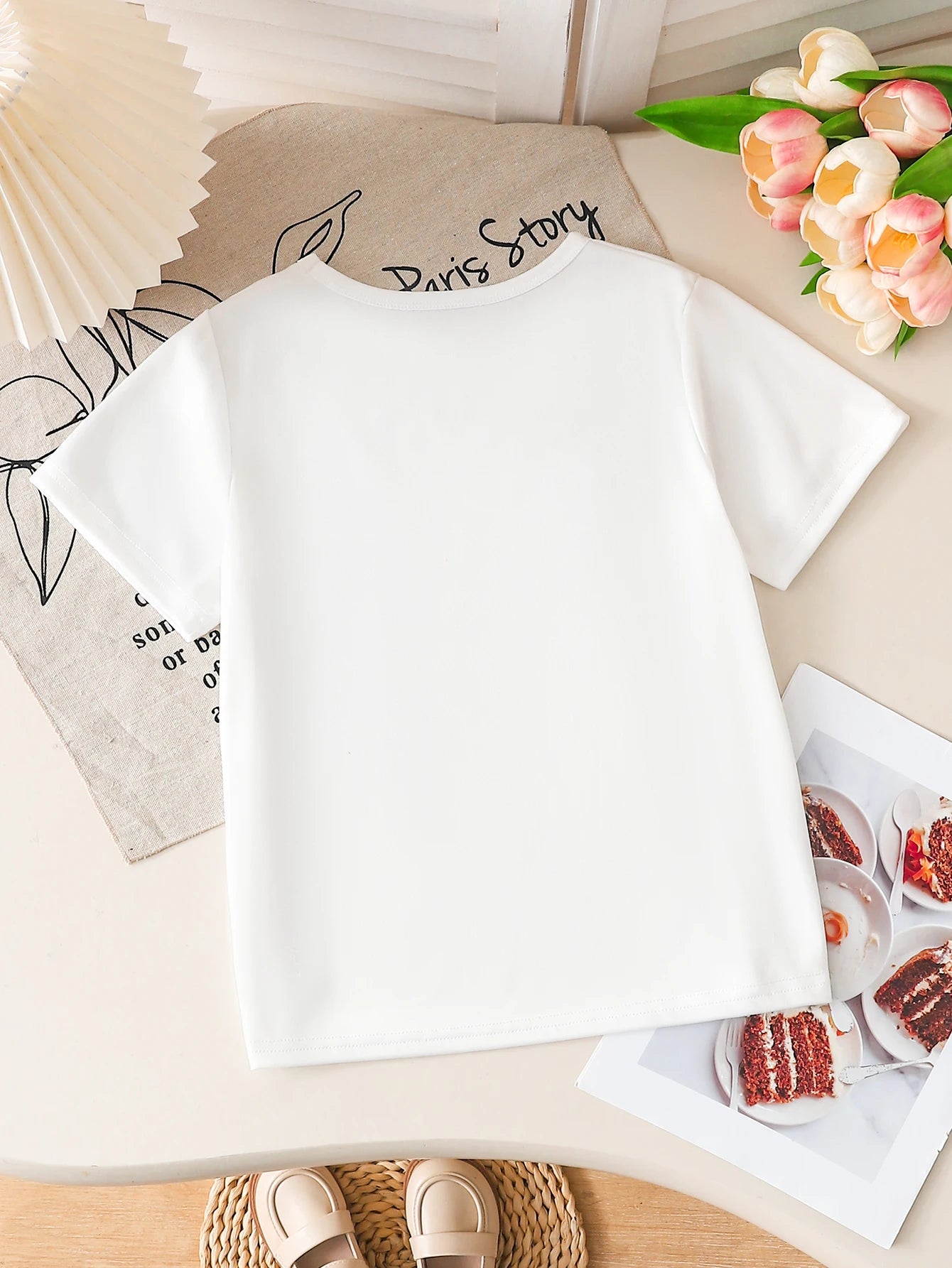 T-Shirt K-POP Idol Fille – Haut Manches Courtes Imprimé Dessin Animé | Été 4-12 Ans