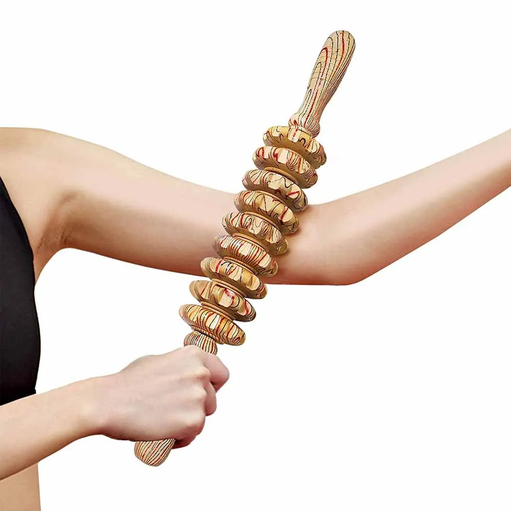 Masseur en bois à 9 rouleaux, bâton à main, Point de déclenchement, outils de Massage manuels pour Anti-cellulite, soulagement des douleurs musculaires du corps
