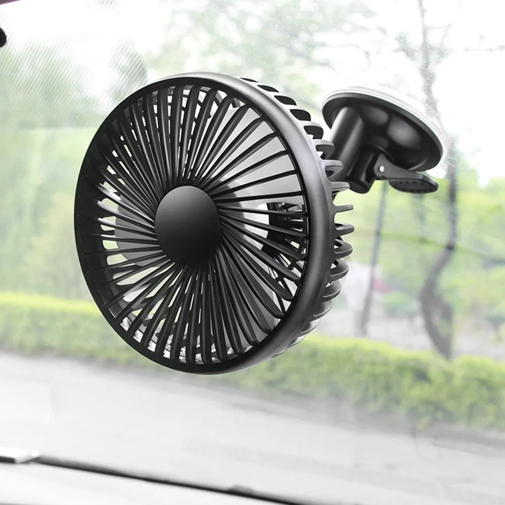Mini Ventilateur de Voiture USB 5V – Ventouse Multi-Angles, 3 Vitesses