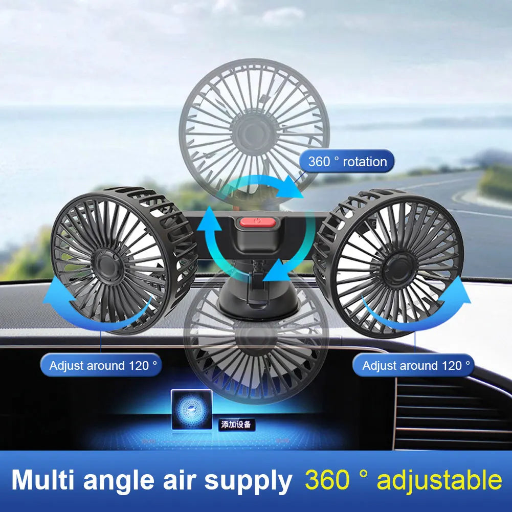 Ventilateur de refroidissement universel pour dossier de siège de voiture, Charge USB à 3 vitesses, double tête, Rotation à 360 degrés, refroidisseur de cou pour accessoire d'intérieur de voiture