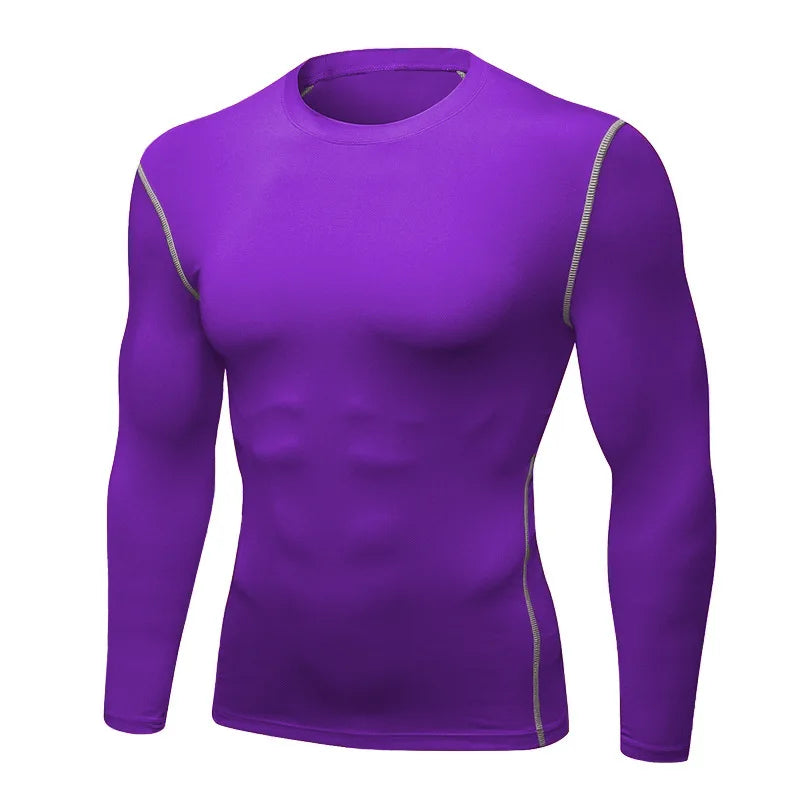 ous-vêtements thermiques à manches longues pour hommes, 1 pièce, ajustement serré, fin, séchage rapide, hauts de Fitness élastiques, vêtements Sprots d'automne et d'hiver