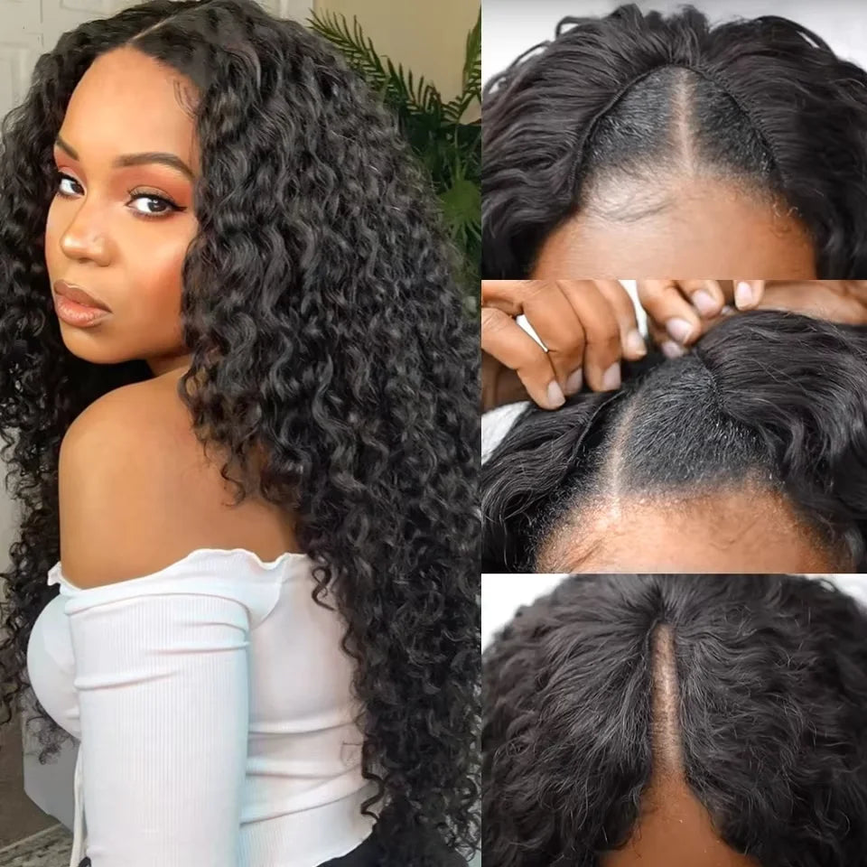 Perruque V Part Silkwave – Cheveux Humains Bouclés Sans Colle