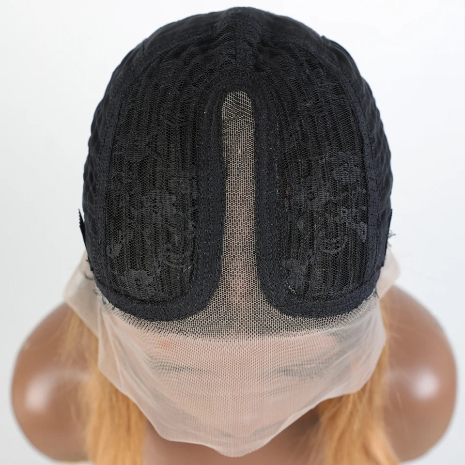 Perruque Lace Front Highlights Brun – Bob Long Droite, Cheveux Humains Remy