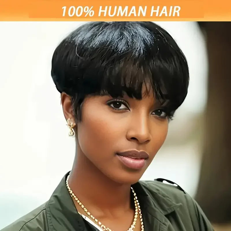 Perruque Bob Lace Front Coupe Pixie – Cheveux Humains Lisses Naturels