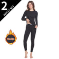 Ensemble 2 pièces de sous-vêtements chauds simples pour femmes, couleur unie, confortable, col rond, manches longues, taille élastique, pantalon Large, automne/hiver