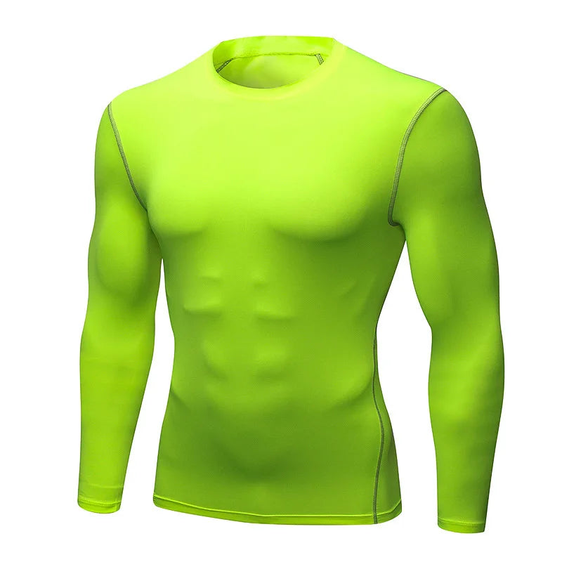 ous-vêtements thermiques à manches longues pour hommes, 1 pièce, ajustement serré, fin, séchage rapide, hauts de Fitness élastiques, vêtements Sprots d'automne et d'hiver