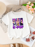 T-Shirt K-POP Idol Fille – Haut Manches Courtes Imprimé Dessin Animé | Été 4-12 Ans