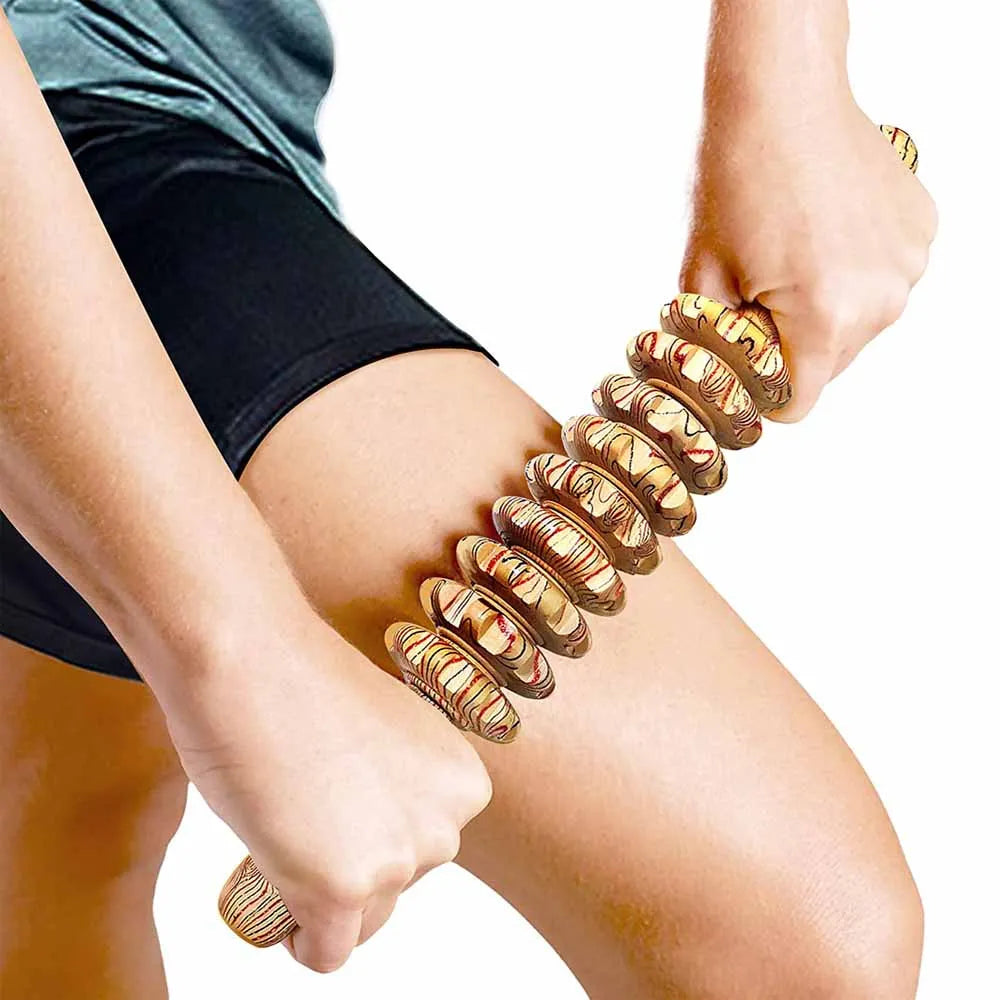 Masseur en bois à 9 rouleaux, bâton à main, Point de déclenchement, outils de Massage manuels pour Anti-cellulite, soulagement des douleurs musculaires du corps