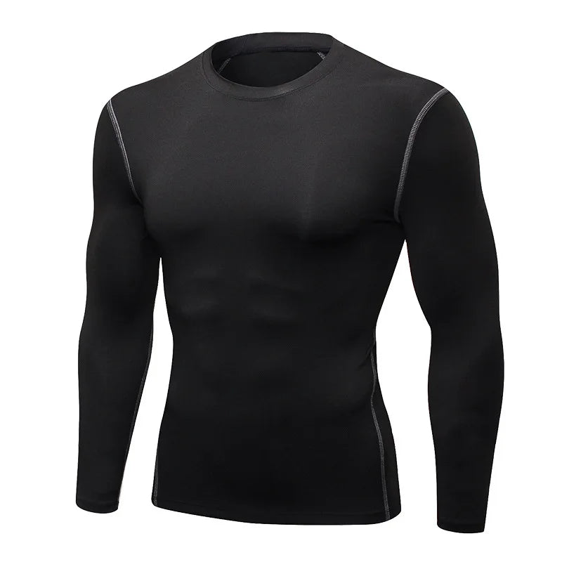 ous-vêtements thermiques à manches longues pour hommes, 1 pièce, ajustement serré, fin, séchage rapide, hauts de Fitness élastiques, vêtements Sprots d'automne et d'hiver