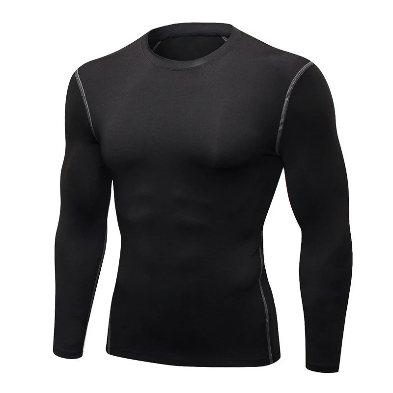 ous-vêtements thermiques à manches longues pour hommes, 1 pièce, ajustement serré, fin, séchage rapide, hauts de Fitness élastiques, vêtements Sprots d'automne et d'hiver
