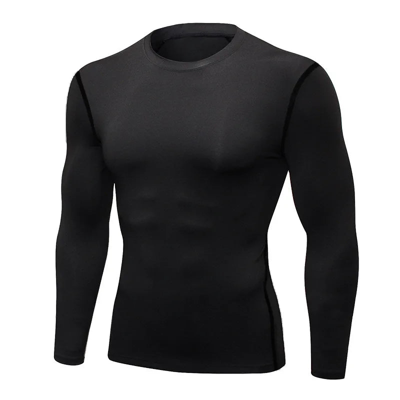 ous-vêtements thermiques à manches longues pour hommes, 1 pièce, ajustement serré, fin, séchage rapide, hauts de Fitness élastiques, vêtements Sprots d'automne et d'hiver