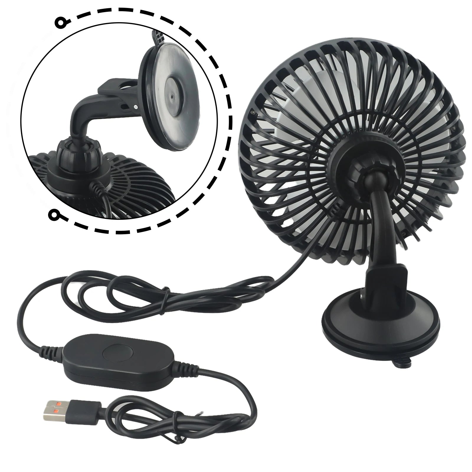 Ventilateur de refroidissement de voiture Portable 5V, alimenté par USB, ventouse rotative multi-angles, ventilateur de refroidissement pour tableau de bord, pour voiture, camion, SUV, RV
