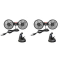 Ventilateur de Voiture Double Tête – Rotation 360°, 3 Vitesses, Charge USB