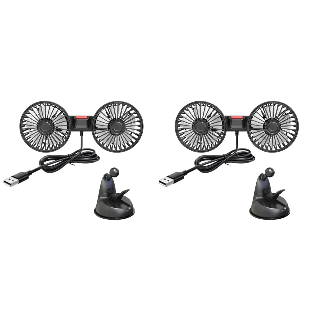 Ventilateur de refroidissement universel pour dossier de siège de voiture, Charge USB à 3 vitesses, double tête, Rotation à 360 degrés, refroidisseur de cou pour accessoire d'intérieur de voiture