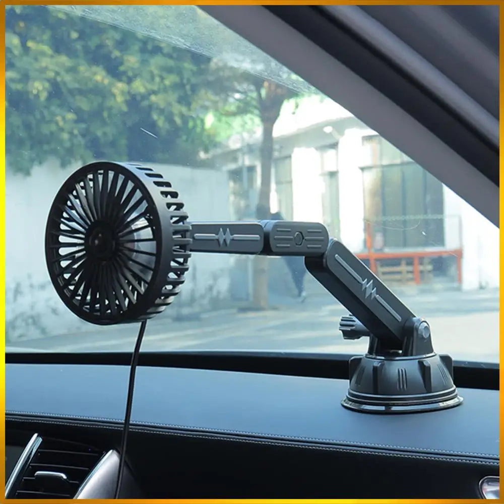 Ventilateur de Voiture Électrique 12V/24V – Rotation 360° & Ventouse Puissante