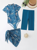 Maillot de Bain 3 Pièces Imprimé Femme – Body, Short & Jupe de Plage