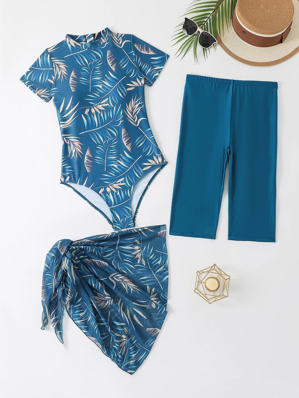 Maillot de bain trois pièces imprimé, body d'été, avec pantalon court et jupe de plage, pour femmes, maillots de bain pour piscine