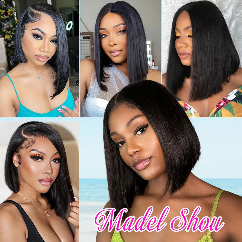 Perruque Bob Lace Front 13x4 HD – Cheveux Humains Lisses Sans Colle