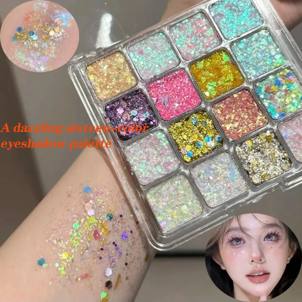 Palette Fards À Paupières Magic Sparkle – 16 Couleurs, Perles & Mat, Cosmétiques Coréens