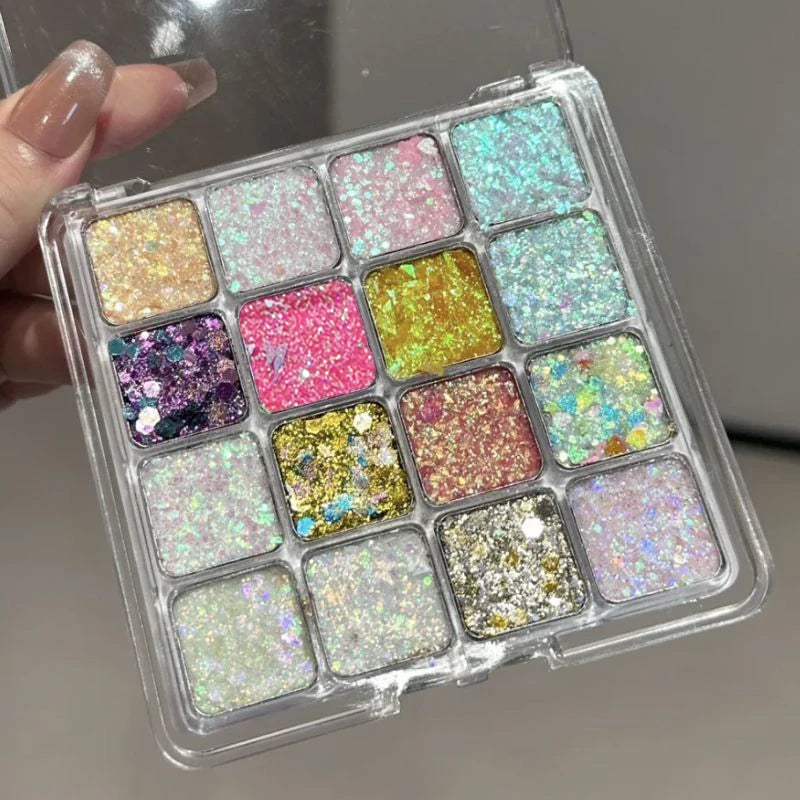 Palette Fards À Paupières Magic Sparkle – 16 Couleurs, Perles & Mat, Cosmétiques Coréens