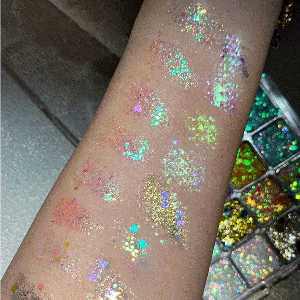 Palette Fards À Paupières Magic Sparkle – 16 Couleurs, Perles & Mat, Cosmétiques Coréens
