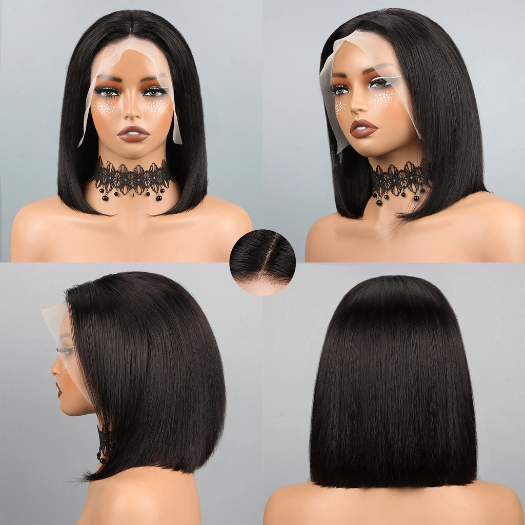 Perruque Bob Lace Front 13x4 HD – Cheveux Humains Lisses Sans Colle