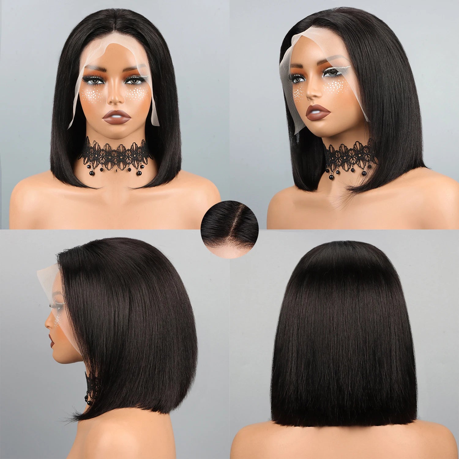Perruque Bob Lace Front 13x4 HD – Cheveux Humains Lisses Sans Colle