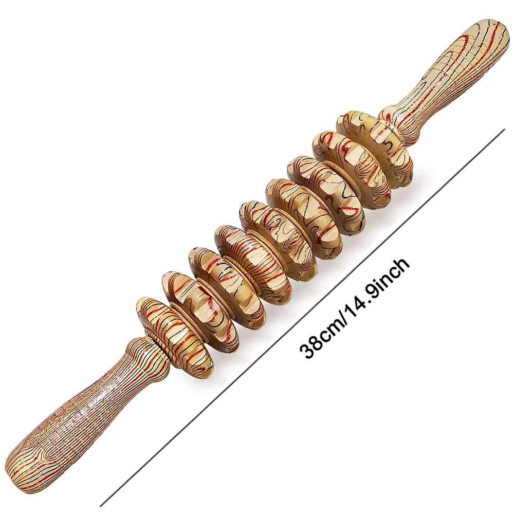 Masseur en bois à 9 rouleaux, bâton à main, Point de déclenchement, outils de Massage manuels pour Anti-cellulite, soulagement des douleurs musculaires du corps