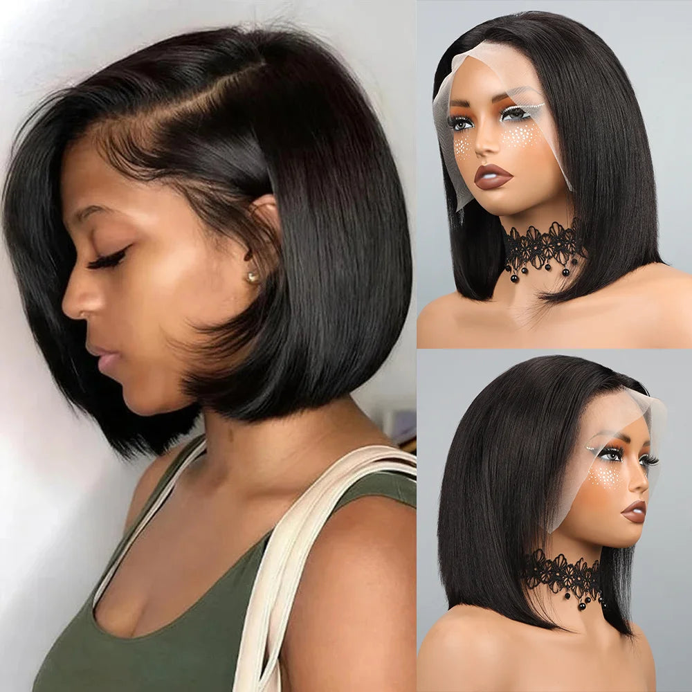 Perruque Bob Lace Front 13x4 HD – Cheveux Humains Lisses Sans Colle