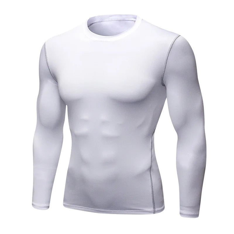 ous-vêtements thermiques à manches longues pour hommes, 1 pièce, ajustement serré, fin, séchage rapide, hauts de Fitness élastiques, vêtements Sprots d'automne et d'hiver