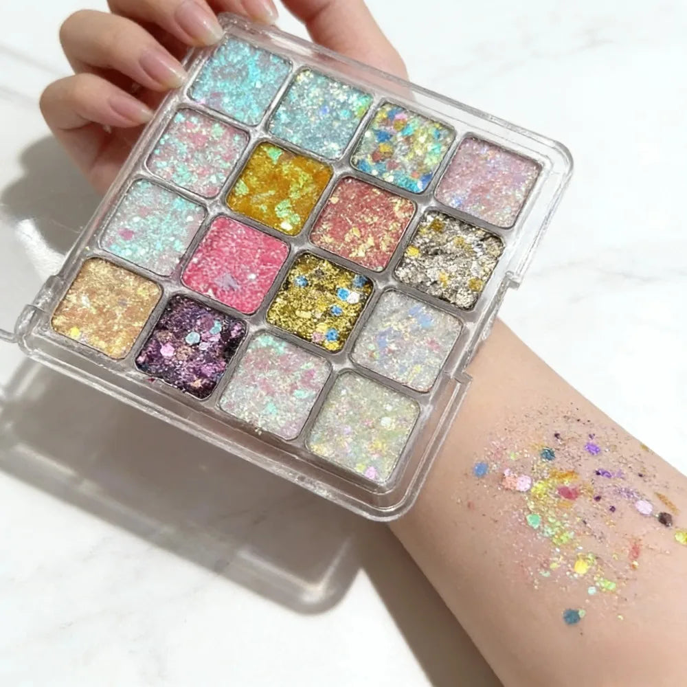 Palette Fards À Paupières Magic Sparkle – 16 Couleurs, Perles & Mat, Cosmétiques Coréens