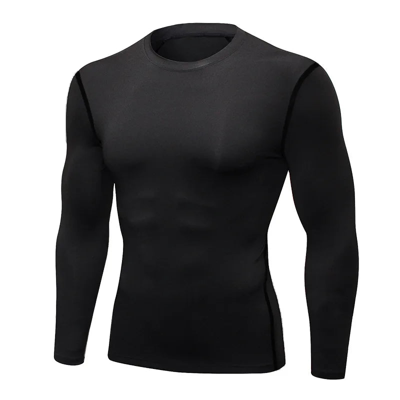 ous-vêtements thermiques à manches longues pour hommes, 1 pièce, ajustement serré, fin, séchage rapide, hauts de Fitness élastiques, vêtements Sprots d'automne et d'hiver