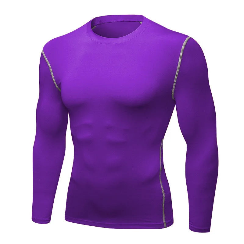 ous-vêtements thermiques à manches longues pour hommes, 1 pièce, ajustement serré, fin, séchage rapide, hauts de Fitness élastiques, vêtements Sprots d'automne et d'hiver