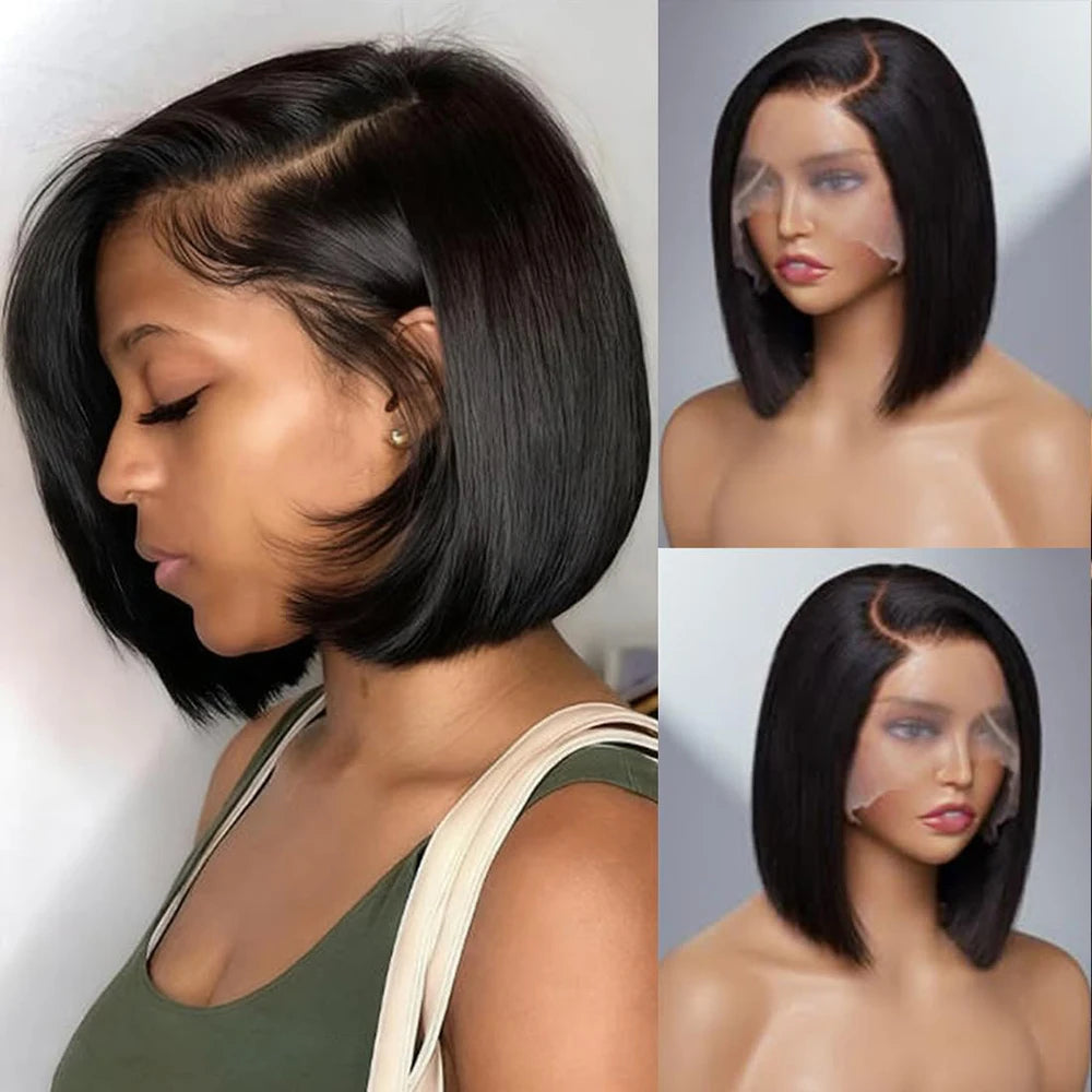 Perruque Bob Lace Front 13x4 HD – Cheveux Humains Lisses Sans Colle
