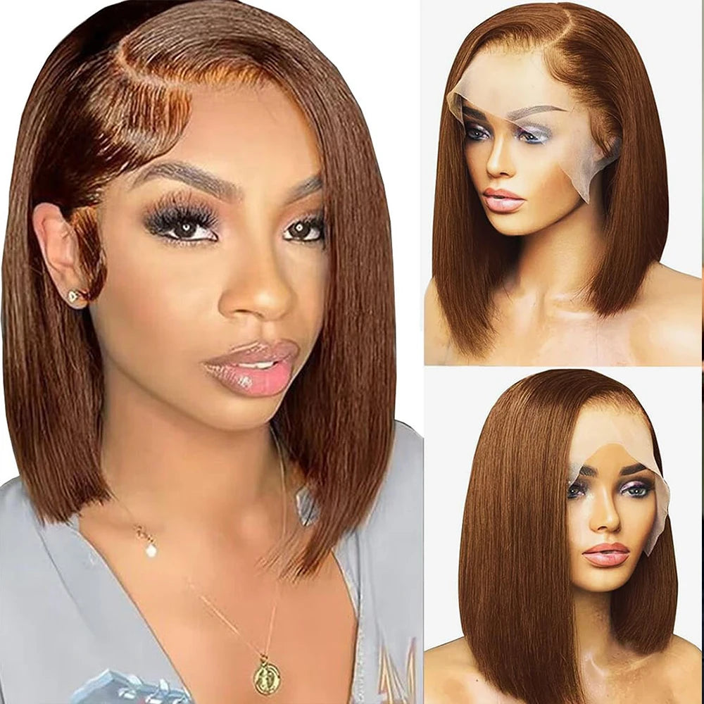 Perruque Bob Lace Front 13x4 HD – Cheveux Humains Lisses Sans Colle