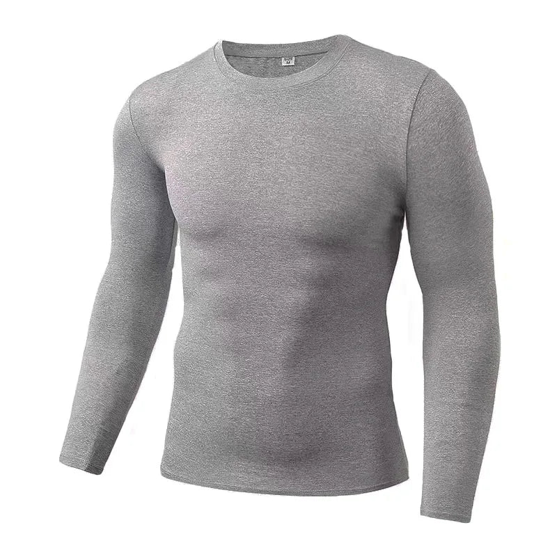 ous-vêtements thermiques à manches longues pour hommes, 1 pièce, ajustement serré, fin, séchage rapide, hauts de Fitness élastiques, vêtements Sprots d'automne et d'hiver