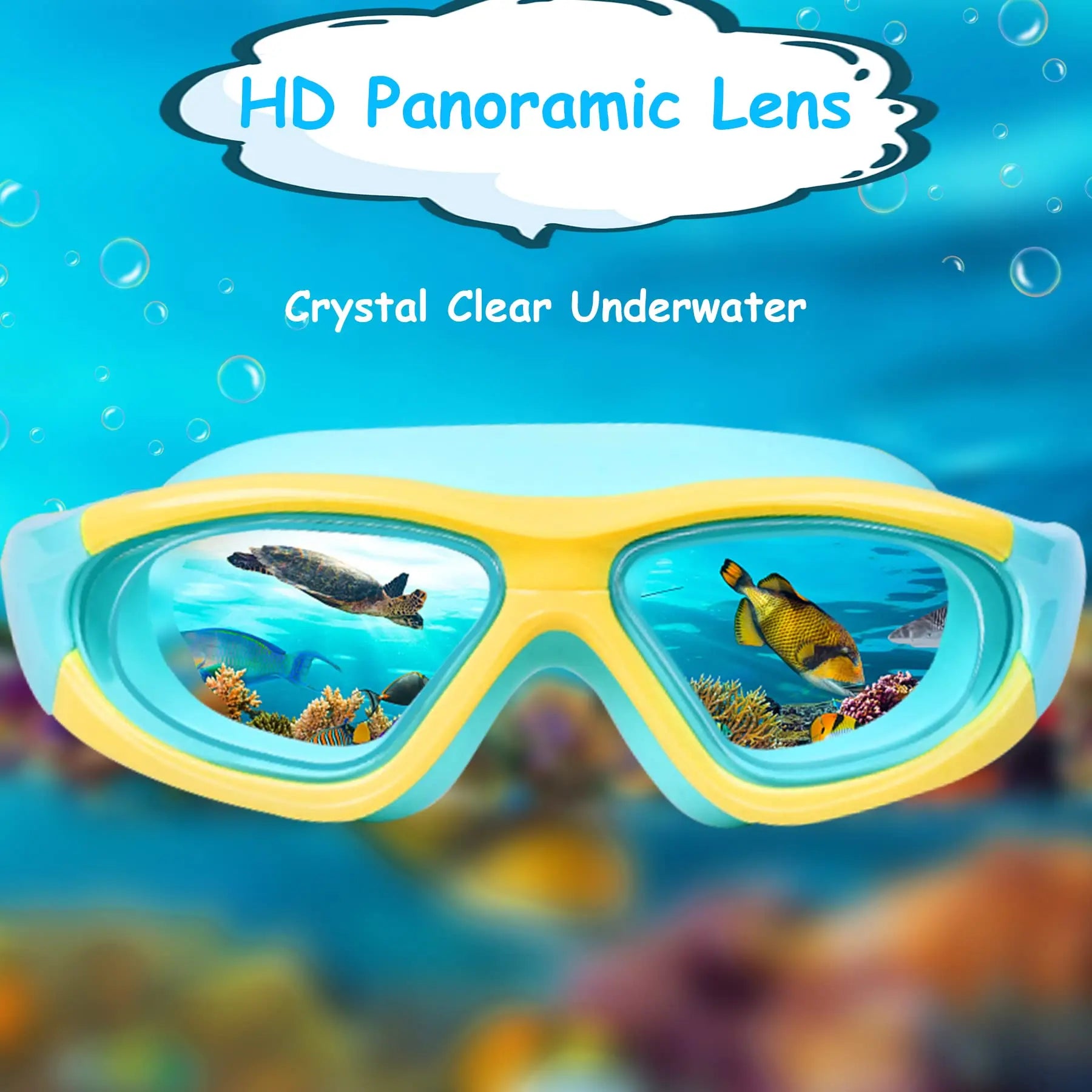 Lunettes de natation à grande monture, haute définition, imperméables et Anti-buée pour enfants, lunettes pratiques, bouchons d'oreilles connectés en Silicone