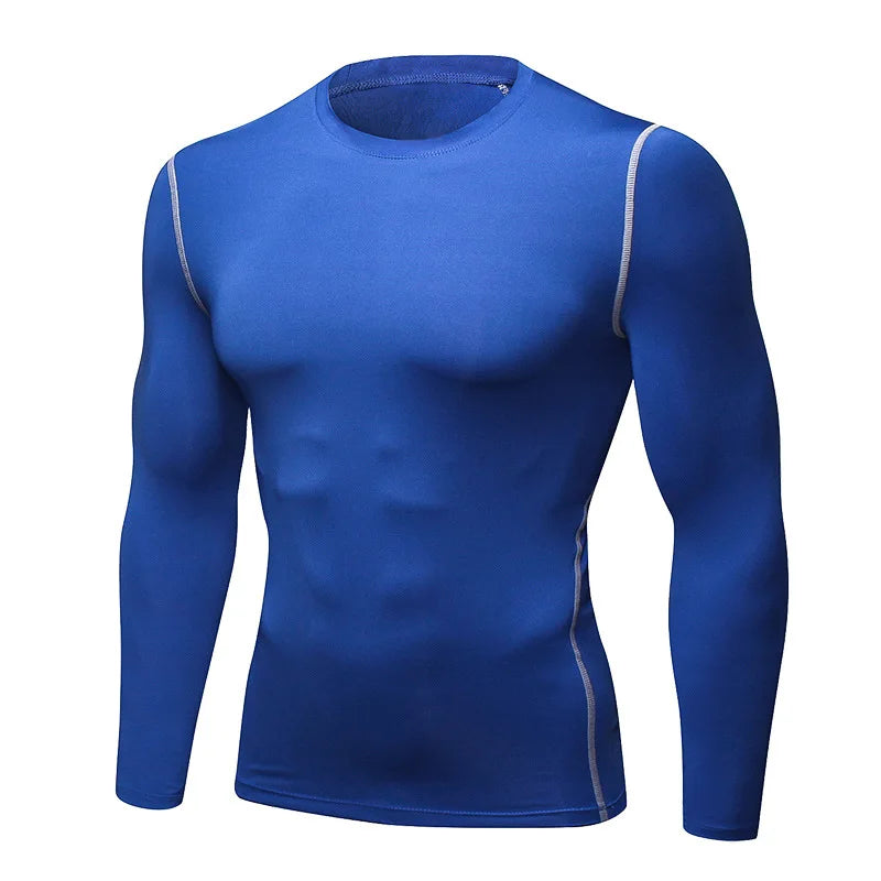 ous-vêtements thermiques à manches longues pour hommes, 1 pièce, ajustement serré, fin, séchage rapide, hauts de Fitness élastiques, vêtements Sprots d'automne et d'hiver