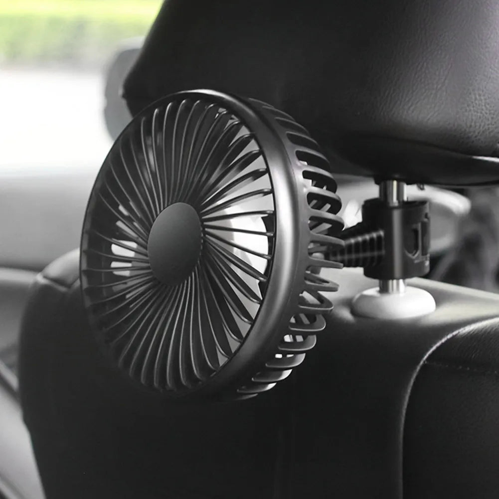 Mini Ventilateur de Voiture USB 5V – Ventouse Multi-Angles, 3 Vitesses