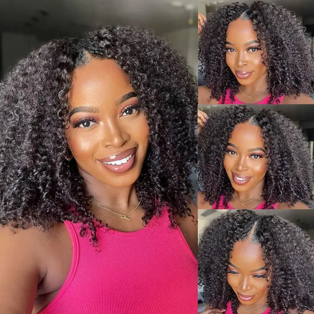 Perruque V Part Silkwave – Cheveux Humains Bouclés Sans Colle